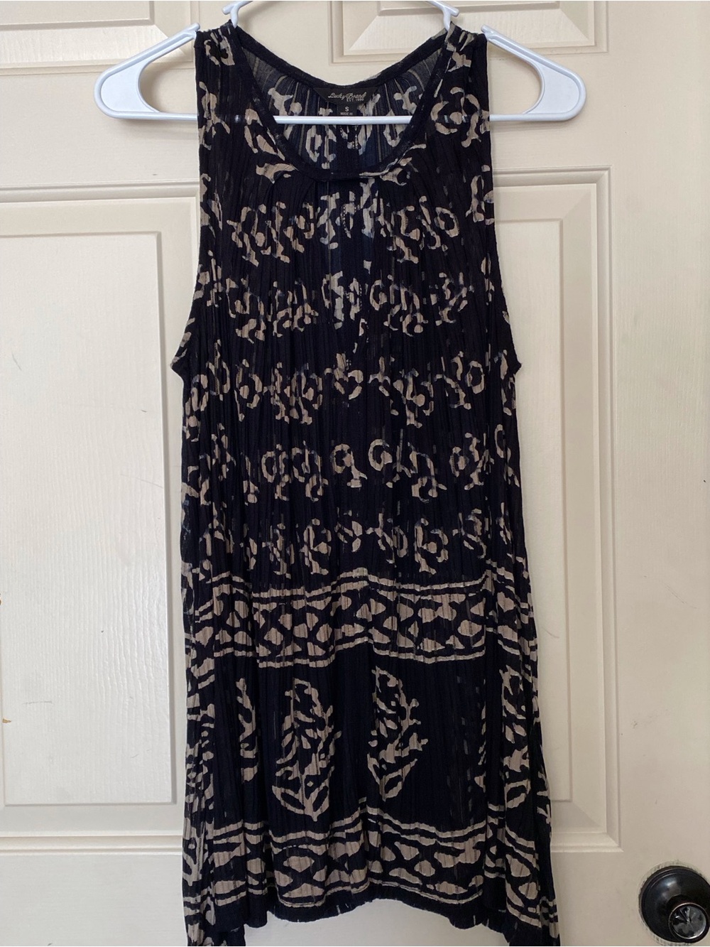 Lucky Brand Black Dress with Beige Print Maxi